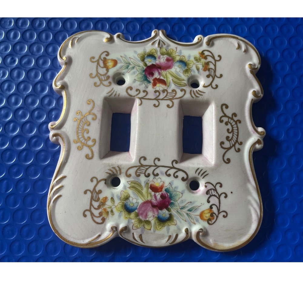 Arnart Light Switch Cover Vtg Floral Double Toggle Japan Romantic Cottagecore